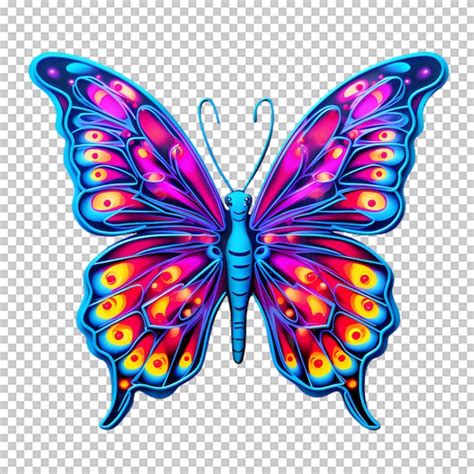 Ilustración de mariposa colorida en un fondo transparente Archivo PSD