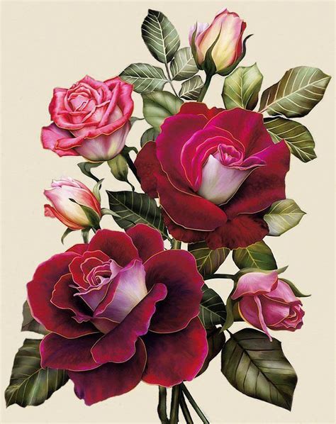 Оригинал схемы вышивки «Розы» | Flower painting, Rose painting, Flower art