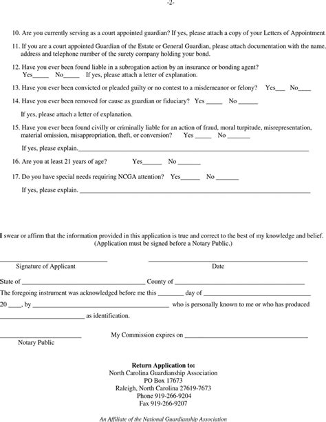 Free North Carolina Guardianship Form Pdf Kb Page S Page