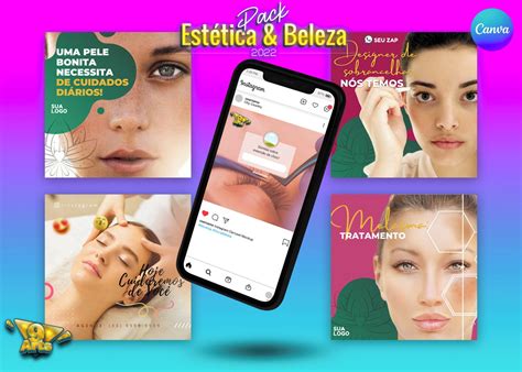 Pack Beleza E Estética 232 Artes 100 Editáveis Canva Bônus