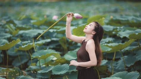 Thiếu nữ chụp ảnh khỏa thân hở cả phần nhạy cảm bên hoa sen Chơi ảnh nude phải văn minh