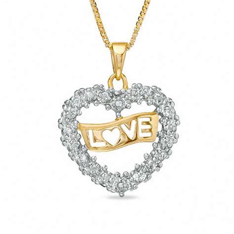 Diamond Accent Love Heart Pendant In K Gold Plated Sterling Silver