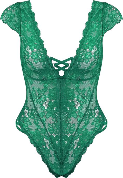 Amorbella Women One Piece Lingerie Lace Eyelash Teddy Bodysuit Amazon Co Uk Clothing