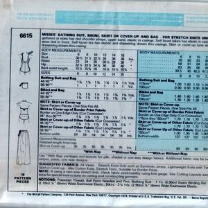 S Swimsuit Pattern Uncut Cover Ups Bikini Swimsuit Multisize Bust Maillot Handbag