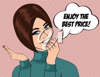 Pop Art Cute Retro Woman In Comics Style With Message Enjoy The Best