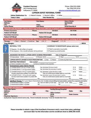 Fillable Online Depot Referral Form President Pharmacy Fax Email