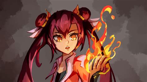 Wallpaper girl, fire, magic, anime hd, picture, image