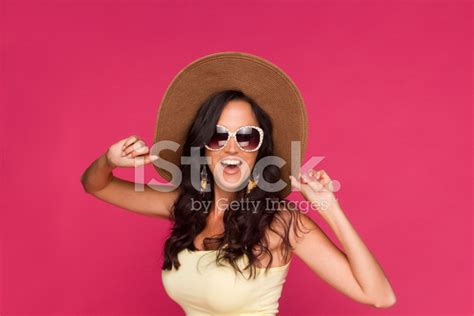 Happy Fashion Model Wearing Sunglasses Stock Photo Royalty Free