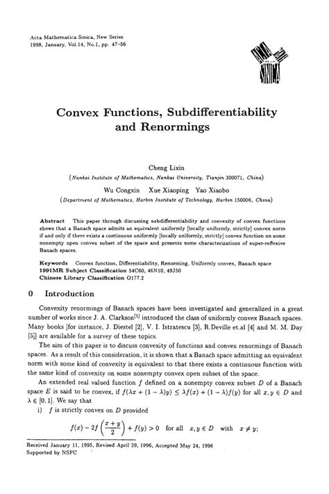 Pdf Convex Functions Subdifferentiability And Renormings