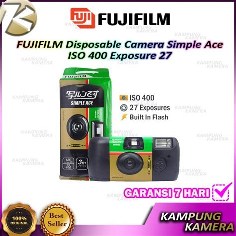 Jual FUJIFILM Simple Ace Disposable Camera ISO 400 Exposure 27 ORIGINAL