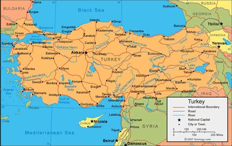 Turcja mapa miasta, mapa miasta, Turcji (Azja Zachodnia - Azja)