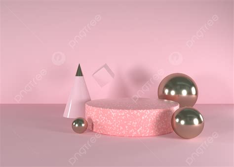 Modern Minimal Primitive Shape Geometric Pink Podium Set 3d Rendering