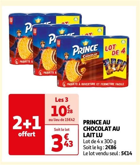 Promo Lu Prince Au Chocolat Au Lait Chez Auchan