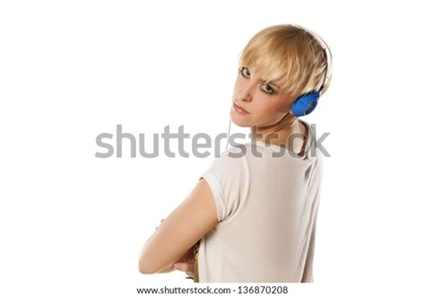 Happy Cute Short Haired Blonde Posing Stock Photo Shutterstock