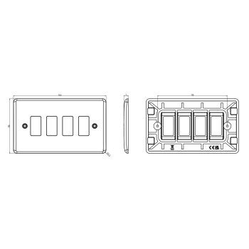 Knightsbridge Curved Edge Gang Grid Faceplate Ukes