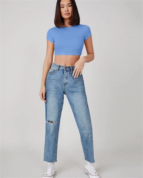 Buy Womens Blue Crop Top For Women Blue Online At Bewakoof