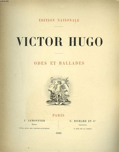 Odes Et Ballades By Victor Hugo Bon Couverture Souple Le Livre