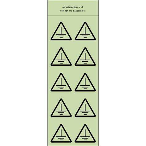 Autocollants Photoluminescents Danger Mis La Terre Par Lot De