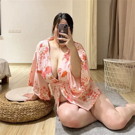 Kg Tamanho Grande Quimono Japon S Mulheres Pijamas Sexy Lingerie Rosa Floral Solto Noite