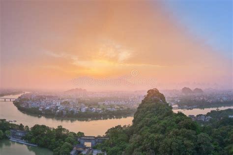 Landscape of Guilin, Li River and Karst Mountains. Located Near ...