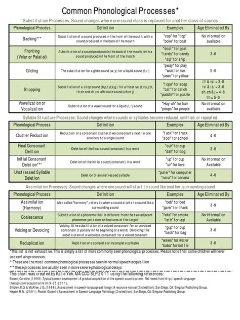 Common Phonological Processes Chart | PDF | Consonant | Languages