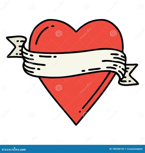 Traditional Tattoo of a Heart and Banner Stock Vector - Illustration of ...