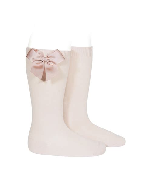 Knee High Socks With Grossgrain Bow Nude Devoted Touch