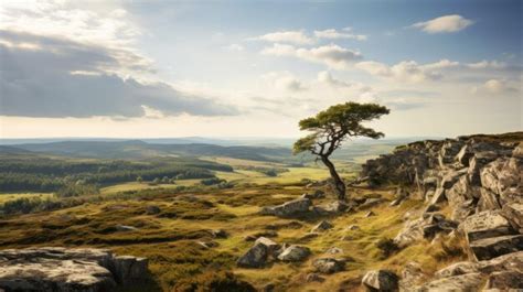 Premium Photo Captivating British Landscape Lonely Tree On Rocky Surface