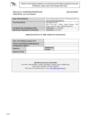 Fillable Online Risl Rajasthan Gov Selection Of Si For Supply