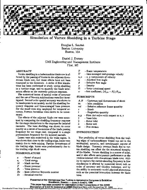 (PDF) Simulation of Vortex Shedding in a Turbine Stage | Daniel Dorney ...