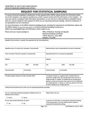 Fillable Online Hhs Request For Statistical Sampling Template Fax Email