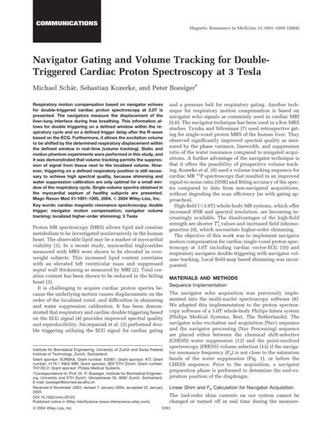 PDF Navigator Gating And Volume Tracking For Double Triggered Cardiac