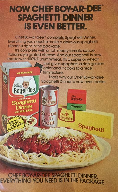 Chef Boy Ar Dee Spaghetti Dinner Ad From Womens Day Dec 1976