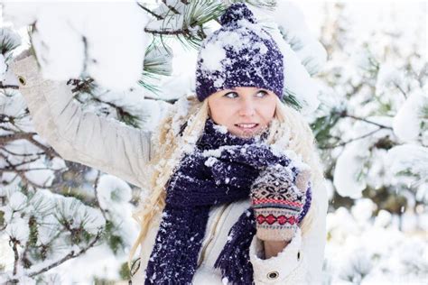 Winter Woman Playing With Snow Stock Image Image Of Blonde Holiday 36099195