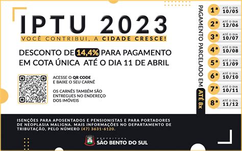 Desconto de 14 4 para pagamento do IPTU em cota única até 11 de abril