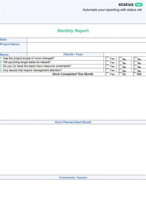 Monthly Program Report Template 2 Professional Templates Report