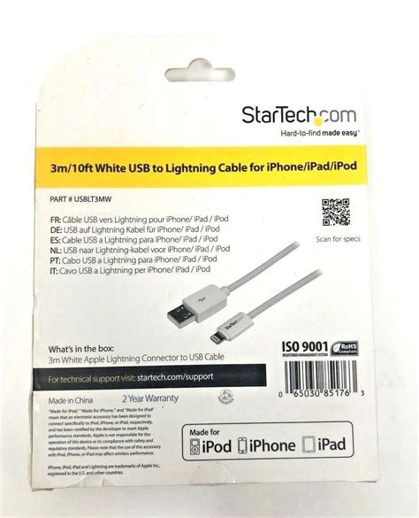 Startech 10ft White Apple 8pin Lightning Connector To Usb Cable Usblt3mw New Ebay