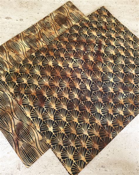 Modern Black And Gold Placemats Set Of 2 Batik Placemats Etsy