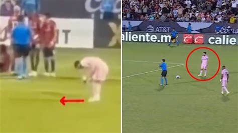 Footage shows Lionel Messi using clever tactic to gain free-kick advantage