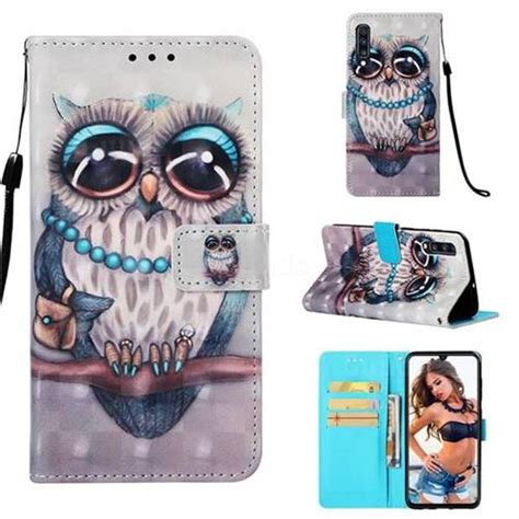 Sweet Gray Owl D Painted Leather Wallet Case For Samsung Galaxy A