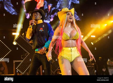 Music Artists Lil Nas X Left And Cardi B Perform At HOT Summer Jam At MetLife Stadium