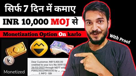 Monetization Option On Karte Hi Inr Mile Moj App Se How To