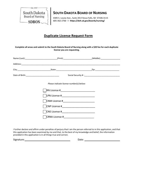 South Dakota Duplicate License Request Form Fill Out Sign Online And