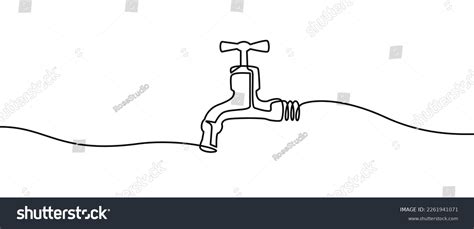 Water Tap Drawing By Continuos Line Stock Vector (Royalty Free ...