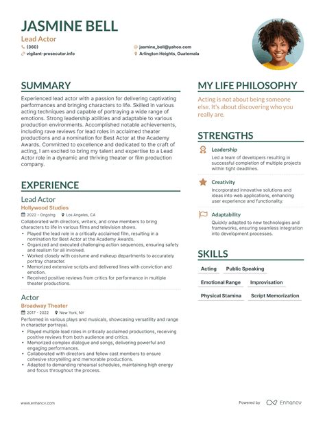 successful lead actor resume examples  writing tips