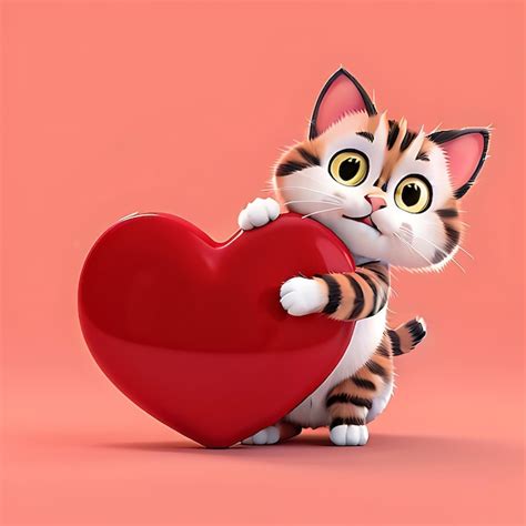 Premium AI Image | A cute kitty cat emoji with big hearts symbolizing ...