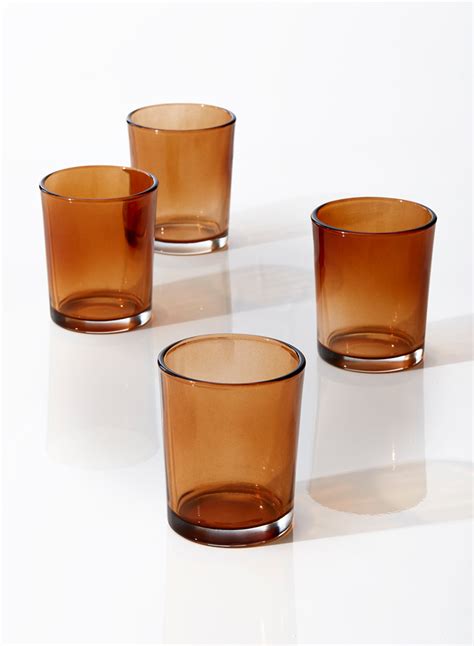 Amber Votive Holder Set Of 4 Glass Votive Holders Glass Votive Glass Votive Candle Holders