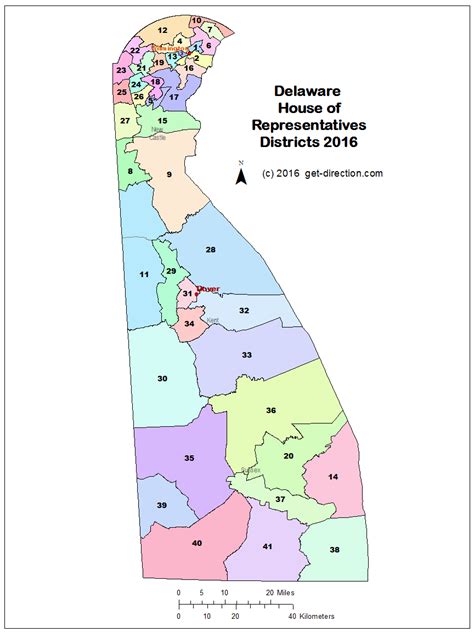 Map of Delaware House of Representatives Districts 2016