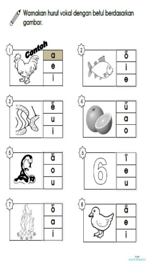 Huruf Vokal Tadika Bahasa Melayu Kindergarten Worksheets Bahasa Melayu Huruf Vokal Activity