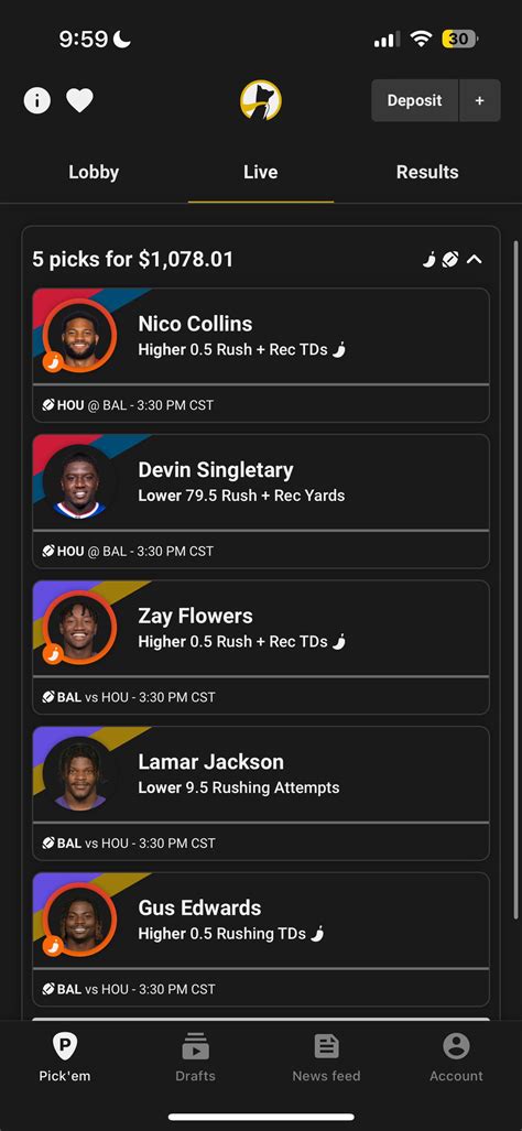 Ravens Texans picks : r/underdogfantasy